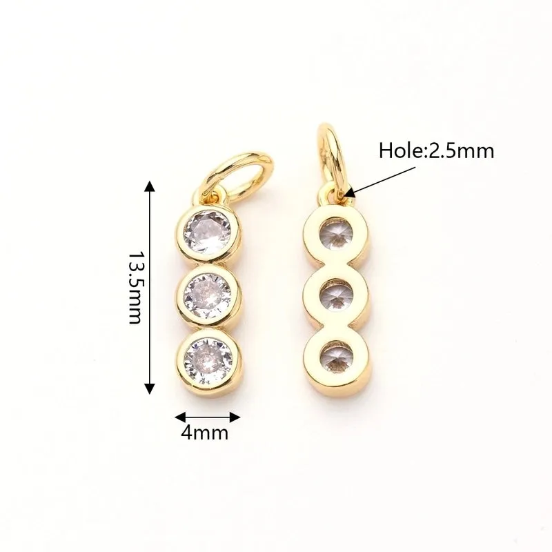 1 Pc/Package 13.5x4mm Hole 2~2.9mm Copper Zircon White Gold Plated Gold Plated Solid Color Transparent Polished Pendant