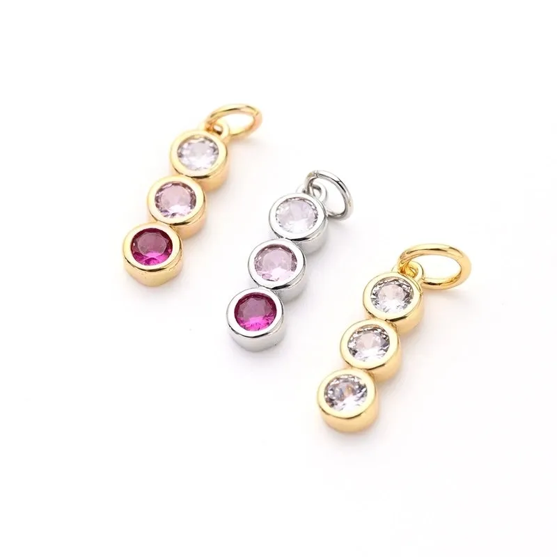 1 Pc/Package 13.5x4mm Hole 2~2.9mm Copper Zircon White Gold Plated Gold Plated Solid Color Transparent Polished Pendant