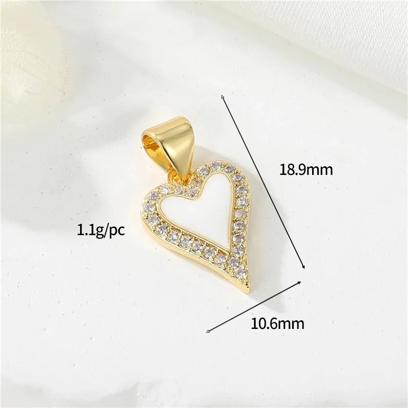 1 Piece 10.6 * Mm 17.3 * Mm 20.2 * Mm Copper Zircon 14K Gold Plated Human Bear Heart Shape Polished Pendant