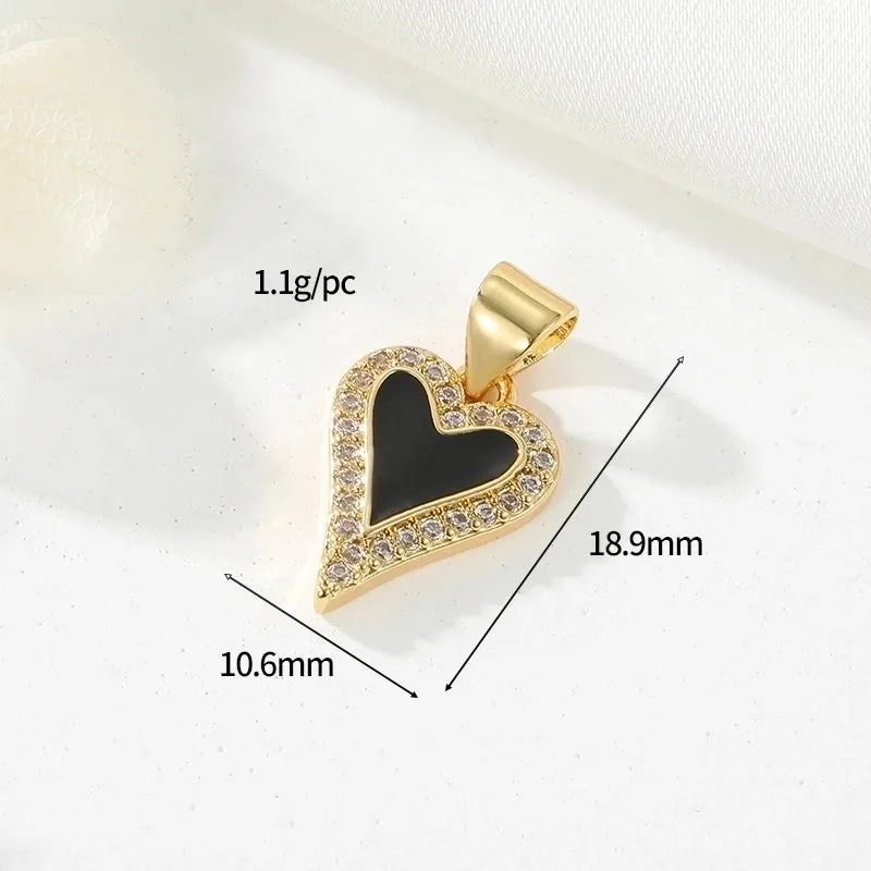 1 Piece 10.6 * Mm 17.3 * Mm 20.2 * Mm Copper Zircon 14K Gold Plated Human Bear Heart Shape Polished Pendant