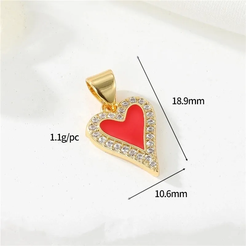 1 Piece 10.6 * Mm 17.3 * Mm 20.2 * Mm Copper Zircon 14K Gold Plated Human Bear Heart Shape Polished Pendant