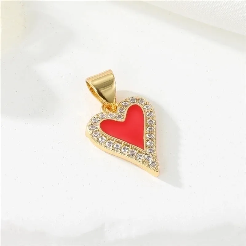 1 Piece 10.6 * Mm 17.3 * Mm 20.2 * Mm Copper Zircon 14K Gold Plated Human Bear Heart Shape Polished Pendant