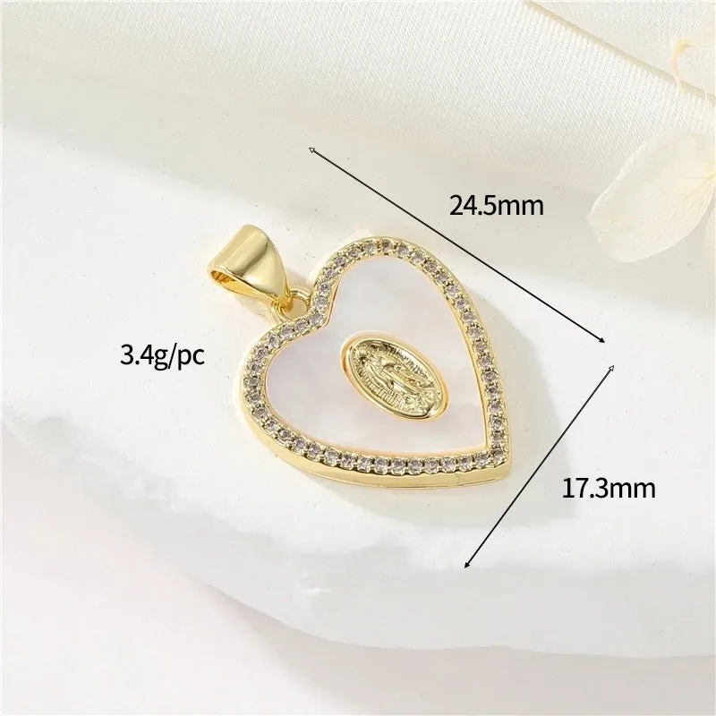 1 Piece 10.6 * Mm 17.3 * Mm 20.2 * Mm Copper Zircon 14K Gold Plated Human Bear Heart Shape Polished Pendant