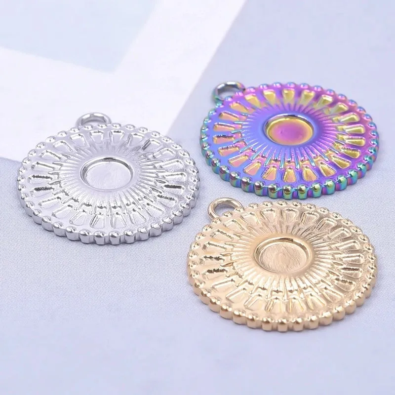1 Piece 17*19mm 304 Stainless Steel 18K Gold Plated Solid Color Pendant