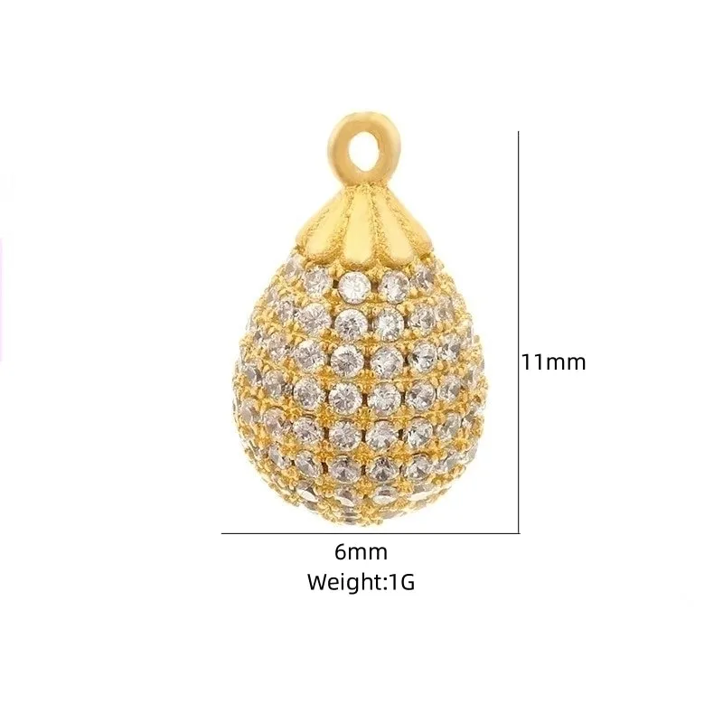 1 Piece Casual Simple Style Water Droplets Copper Plating Inlay Pendant Jewelry Accessories