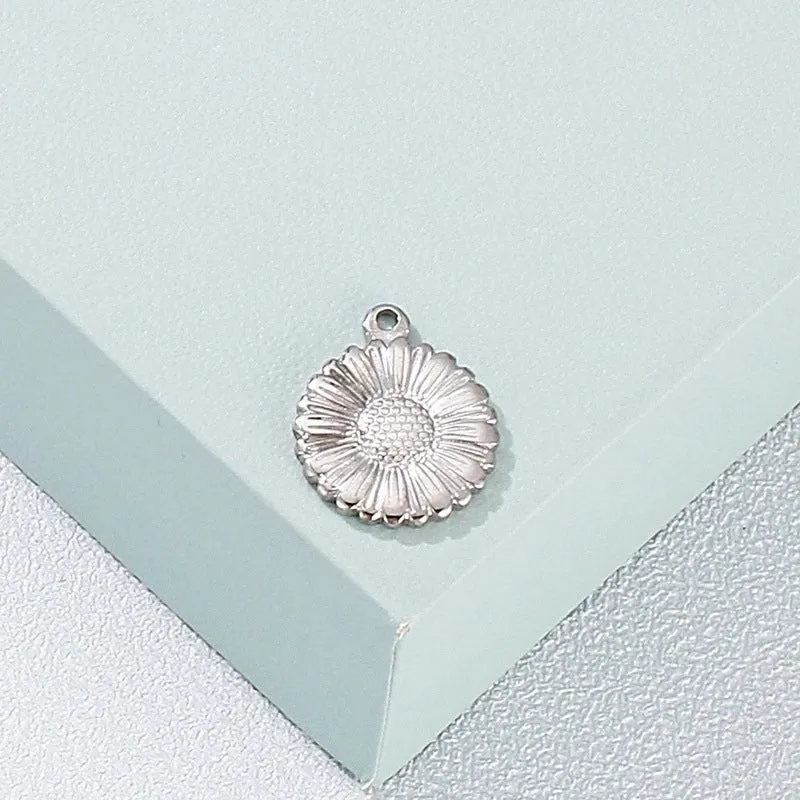 1 Piece Stainless Steel 18K Gold Plated Sunflower