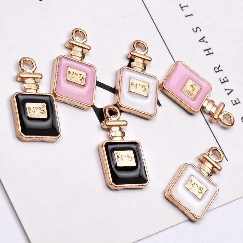 10 Pcs/package Simple Style Perfume Bottle Alloy Enamel Jewelry Accessories