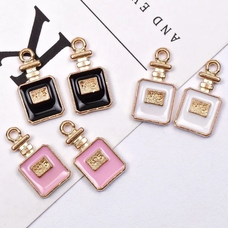 10 Pcs/package Simple Style Perfume Bottle Alloy Enamel Jewelry Accessories