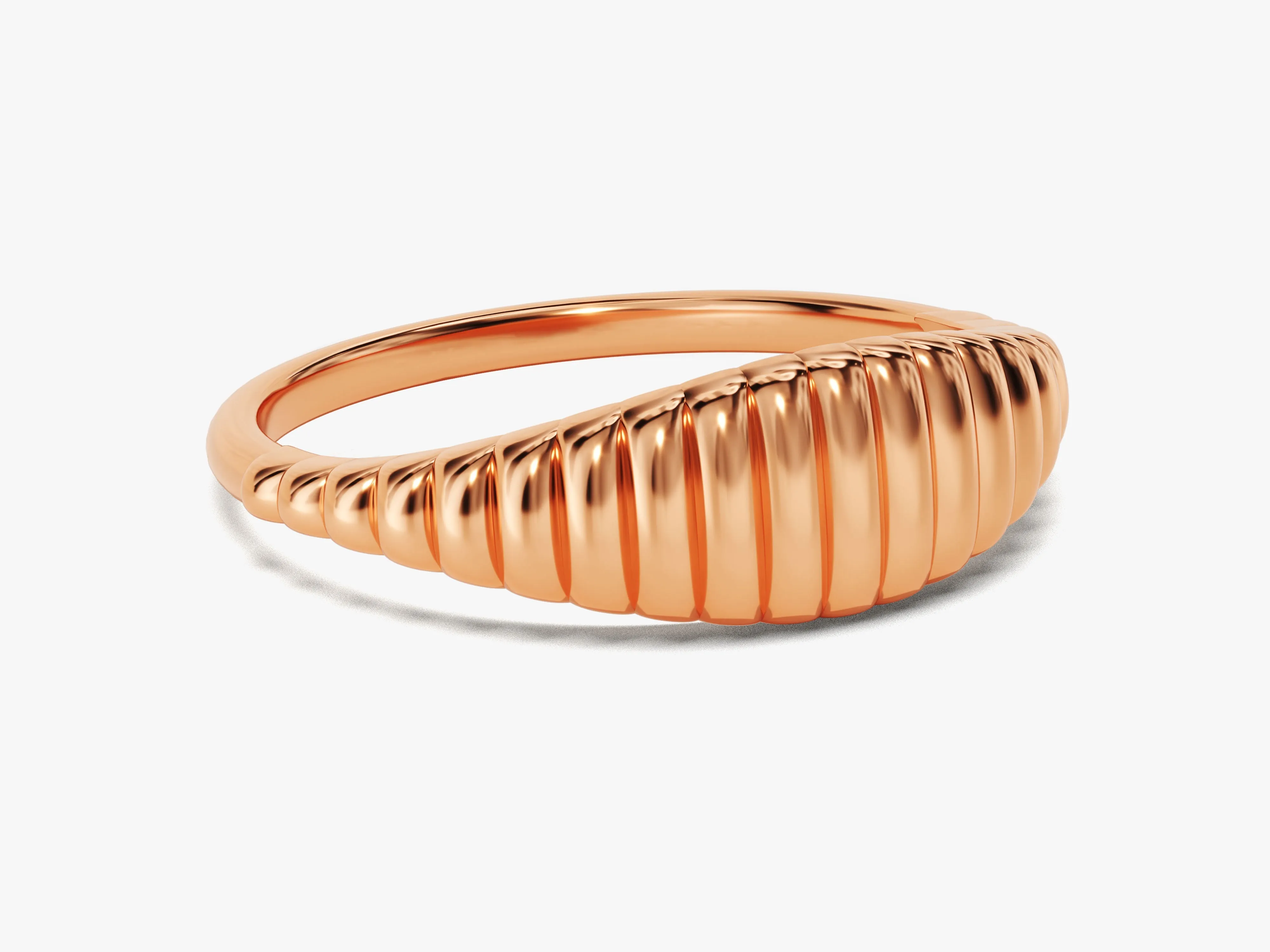 14k Solid Gold Minimalist Wavy Signet Ring