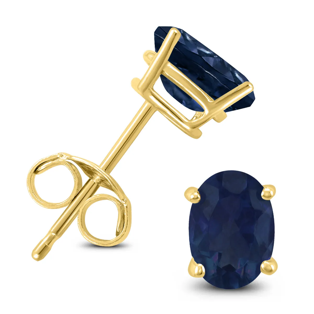 14K Yellow Gold 6X4Mm Oval Sapphire Earrings