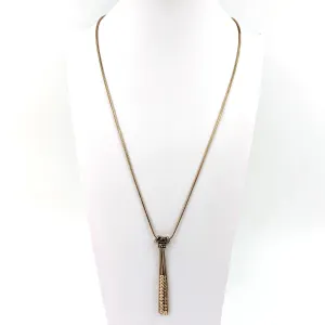 Antique gold long necklace with tassel and beads