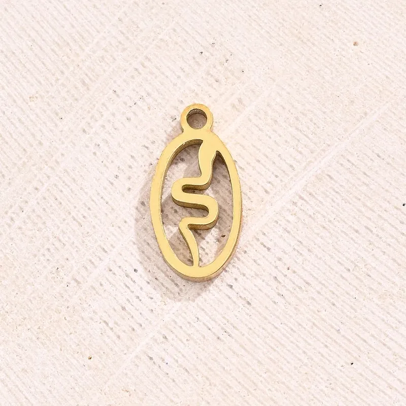 Best Seller In Europe And America DIY Ornament Accessories Vacuum Plating Hollow Snake Oval Ring Angel Wing Pendant In Furnace