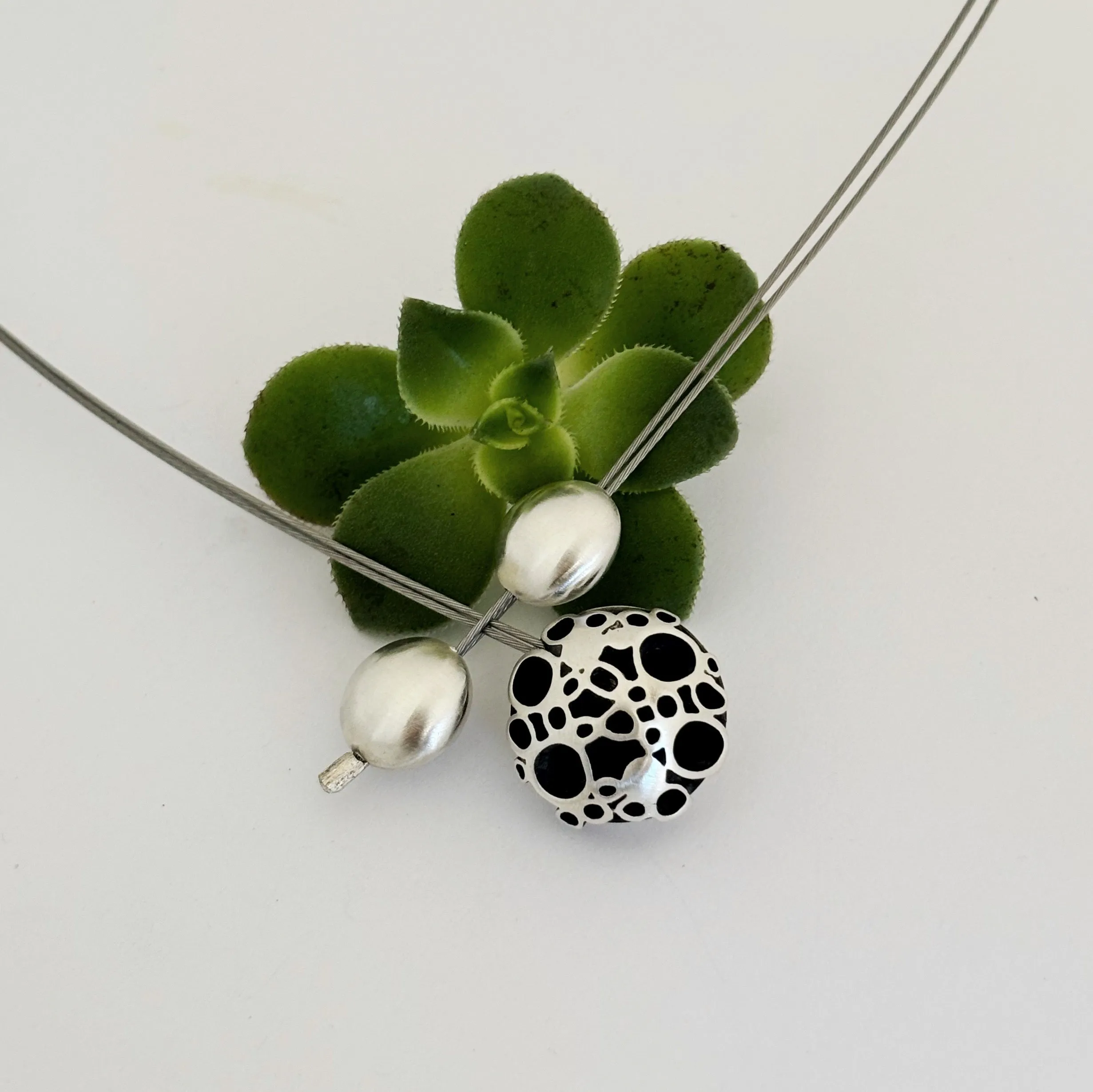 Black Ice Ball split Necklace