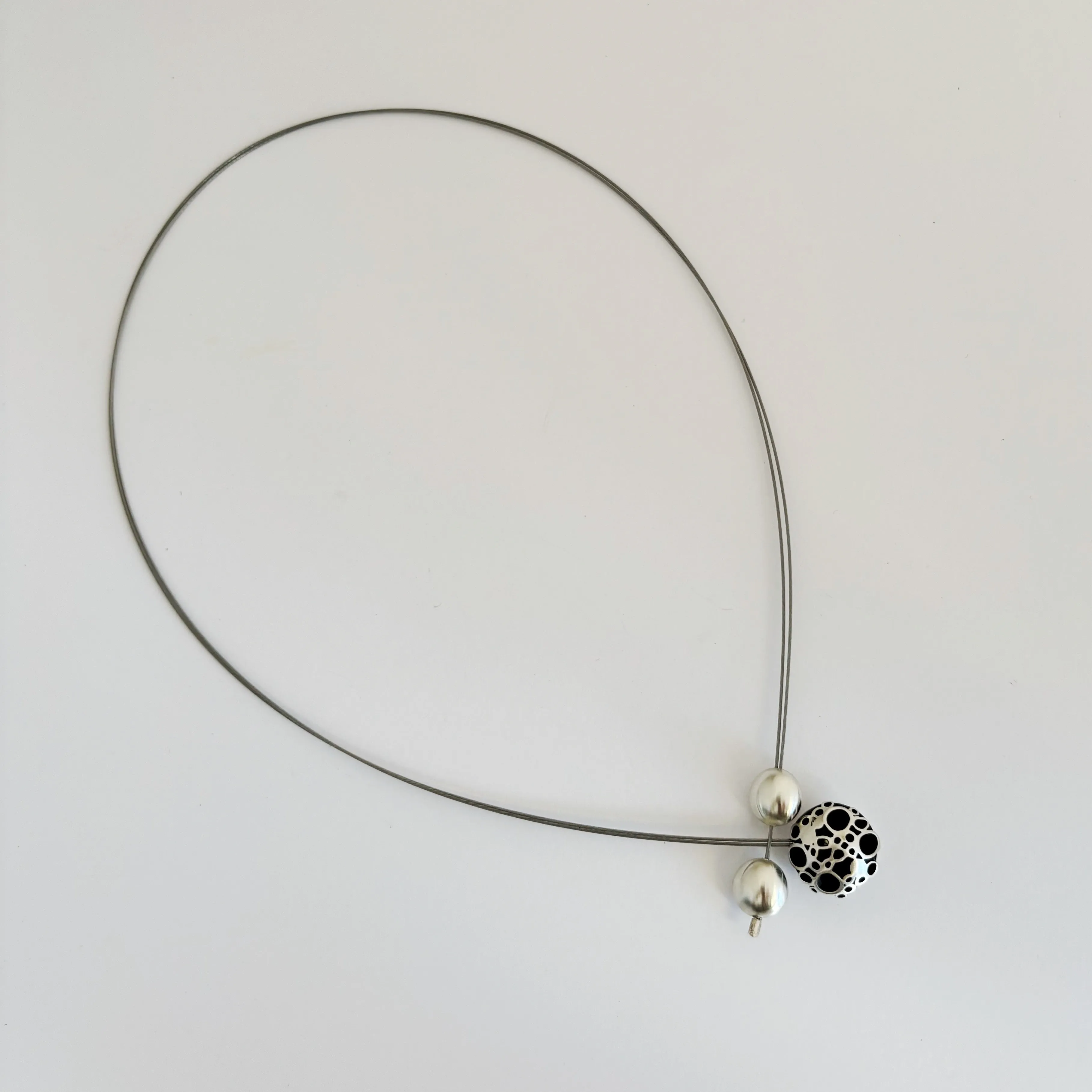 Black Ice Ball split Necklace