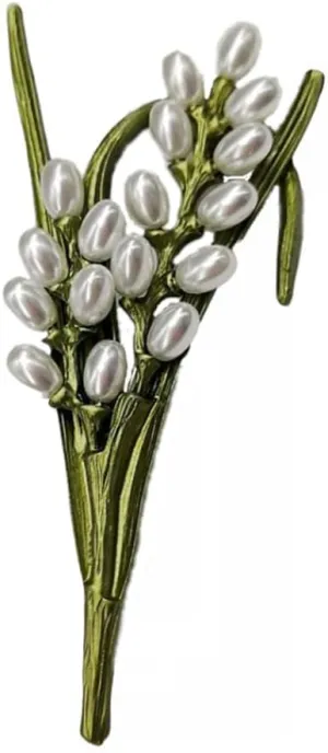 Brooches Pins Vintage Faux Pearl Leaves Brooches Green Enamel Lapel Pin Brooch Fashion Plant Flowers Statement Brooch Pins Fashion Jewelry Accessories for Women Girl Gift