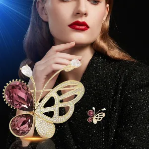 Butterfly Bee Brooches - Rhinestone Butterfly & Bee Lapel Pins - Valentine's Day Gifts for Her