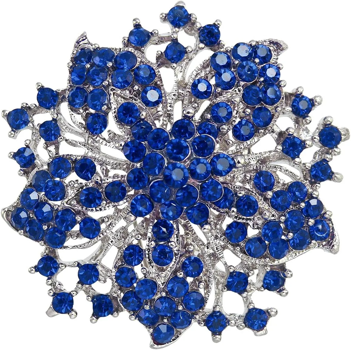 Campsis Women's Elegant Flower Brooch with Simulated Crystal | Floral Scarf Pin