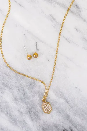 Carolyn Crystal Goldtone Necklace and Earring Set