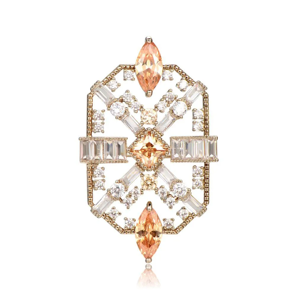 Champagne Clear Zircon Brooch -KFJB0112