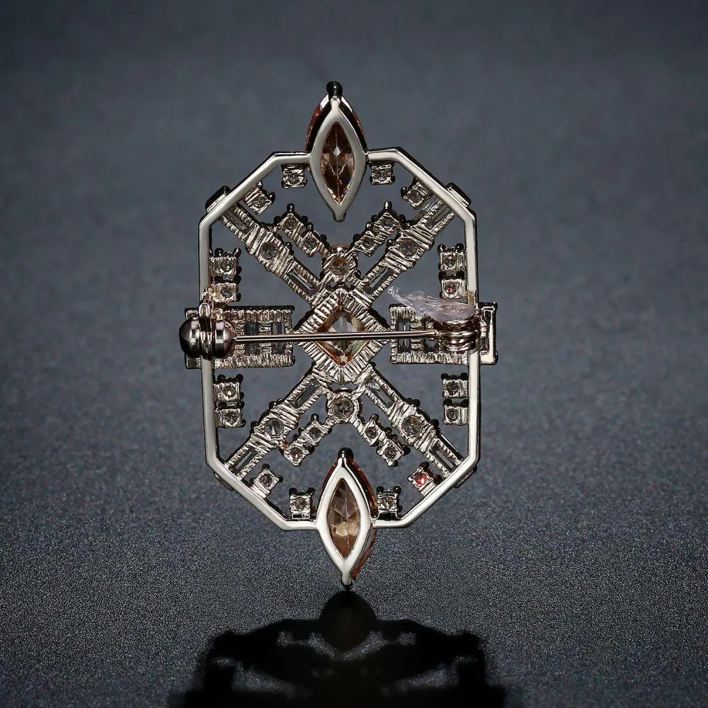Champagne Clear Zircon Brooch -KFJB0112
