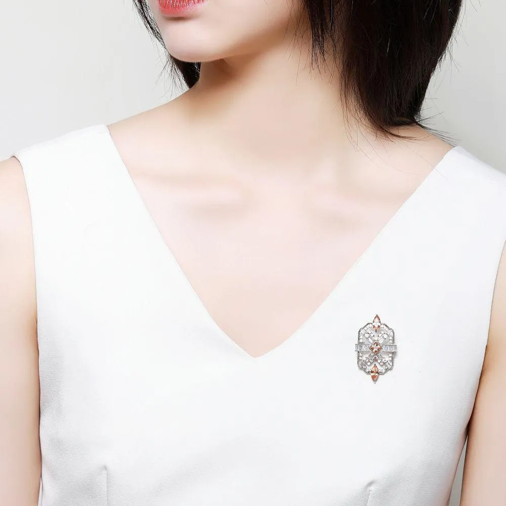 Champagne Clear Zircon Brooch -KFJB0112