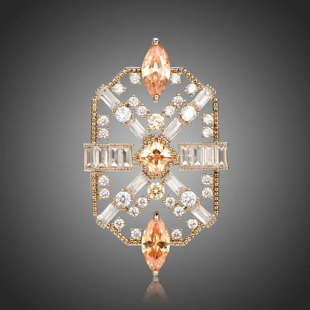 Champagne Clear Zircon Brooch -KFJB0112