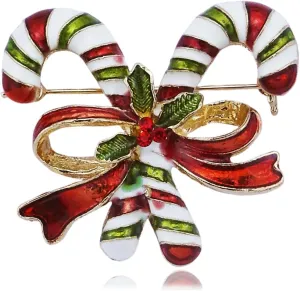 Christmas Brooches Pins for Women Fashion Christmas Tree Candy Cane Bell Elk Brooch and Pins Bulk Holiday Brooches for Women Vintage Christmas Pins Accessories Jewelry