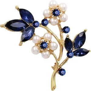 Creative Petal Brooch Alloy Pearl Brooch Pins For Women Girls Vintage Clothing Accessories