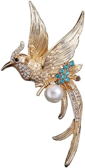 Crystal Metal Magpie Brooch Long-tailed Magpie Badge Cute Crystal Bird Lapel Pin Cartoon Animal Bird Collar Badge Clothing Scarf Badge Decoration Gift