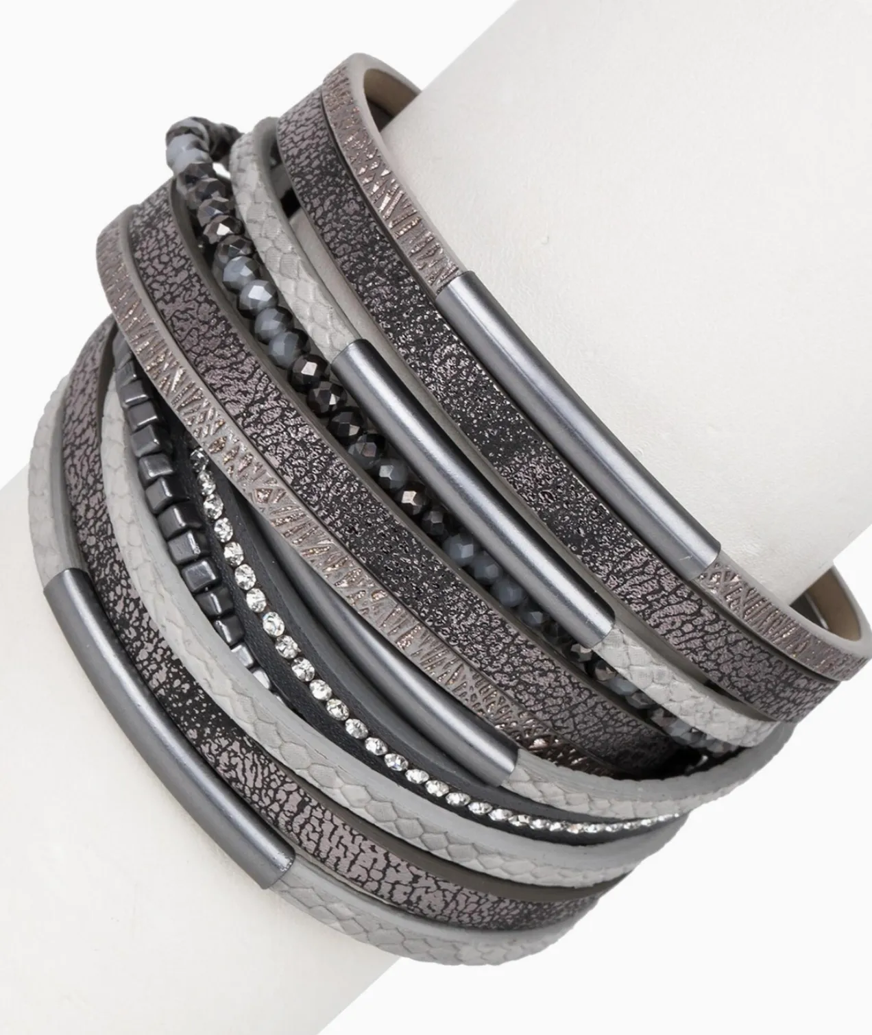 Dark Grey Glimmer Leather Bracelet