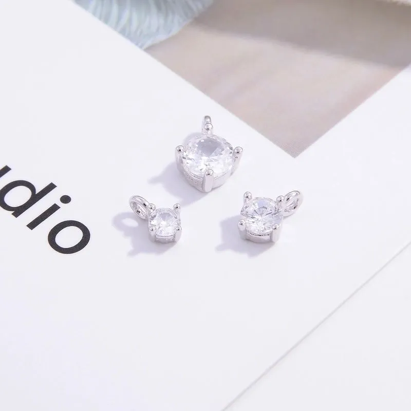 Elegant Simple Style Streetwear Geometric Sterling Silver Plating Inlay Zircon Gold Plated Charms