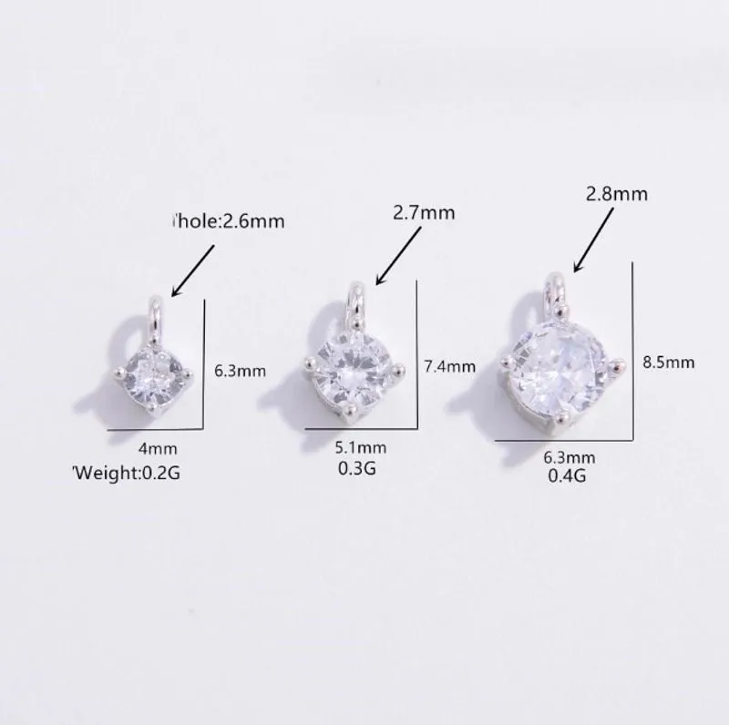 Elegant Simple Style Streetwear Geometric Sterling Silver Plating Inlay Zircon Gold Plated Charms