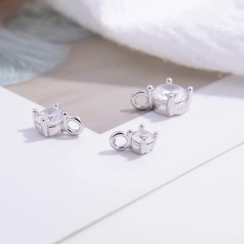 Elegant Simple Style Streetwear Geometric Sterling Silver Plating Inlay Zircon Gold Plated Charms