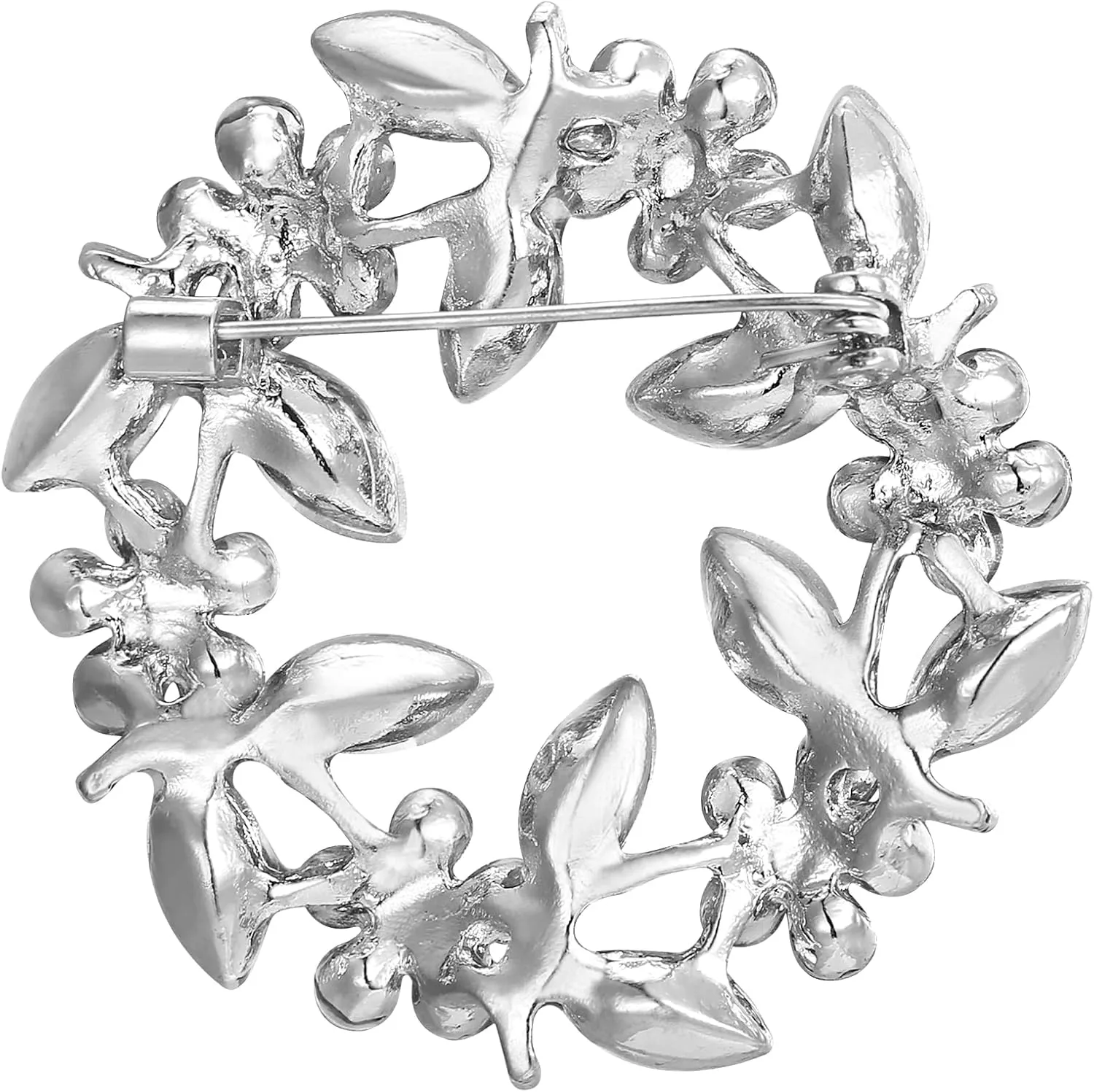 EVER FAITH Austrian Crystal Flower Wreath Brooches Pin, Vintage Inspired Hollow Garland Brooch Clip for Women