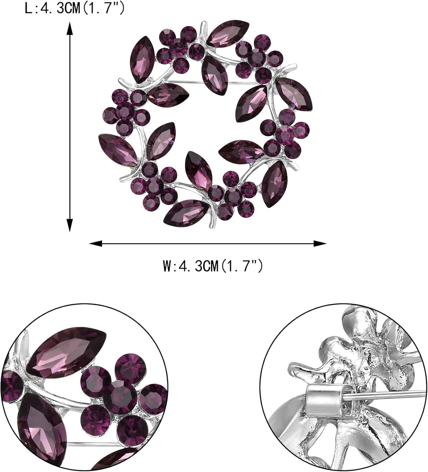 EVER FAITH Austrian Crystal Flower Wreath Brooches Pin, Vintage Inspired Hollow Garland Brooch Clip for Women
