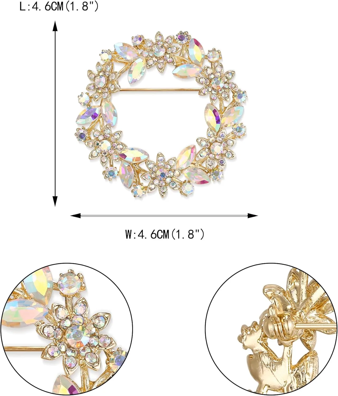 EVER FAITH Sparkly Rhinestone Crystal Flower Wreath Brooches Pin, Vintage Garland Brooch for Women
