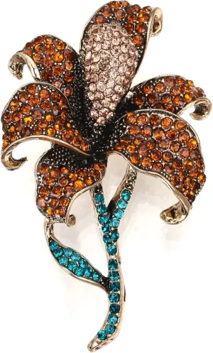 EVER FAITH Wedding Rhinestone Crystal Orchid Brooch Pin, Vintage Inspired Flower Teardrop Brooches for Women