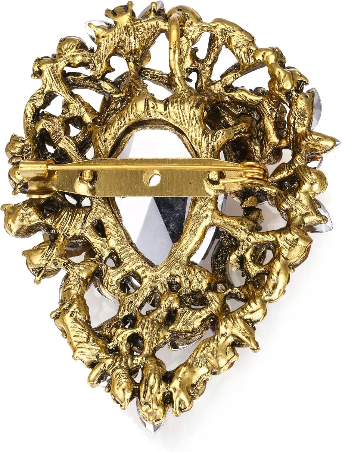 EVER FAITH Women's Teardrop Statement Crystal Brooch Clip, Vintage Style Flower Cluster Brooches Pin for Cocktail