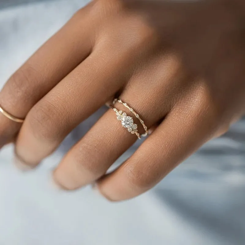 Exquisite Mini Zircon Engagement Rings  - Fine Jewelry