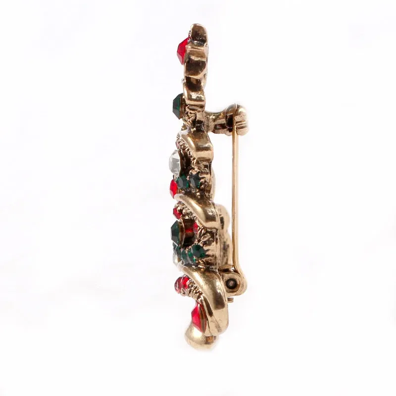 Fashion Rhinestone Christmas Tree Brooches for Women