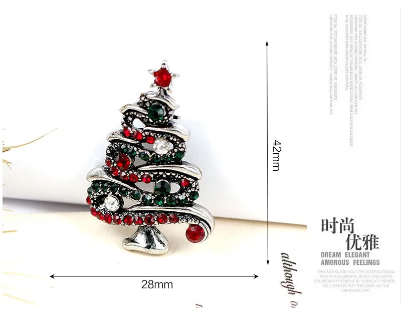 Fashion Rhinestone Christmas Tree Brooches for Women