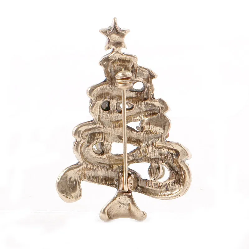 Fashion Rhinestone Christmas Tree Brooches for Women