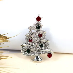 Fashion Rhinestone Christmas Tree Brooches for Women