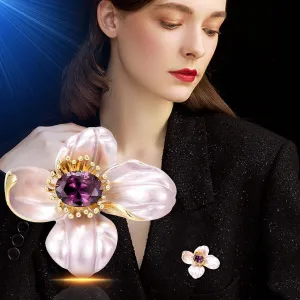 Flower Brooches for Women Gold-Plated Sunflower/Lily/Tulip Pearl Brooch Lapel Pin Rhinestone Flower Brooch Jewelry for Mom Wife