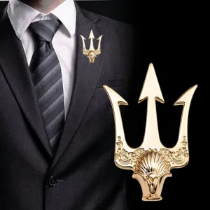 High-end British Stlye Vintage Trident Brooch Men
