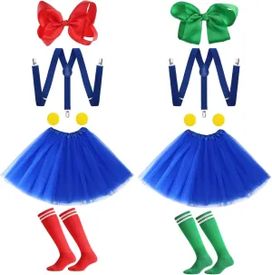 HooLing 12 Pieces Halloween Cosplay Costume Set for Adults Women Tutu Skirt Suspenders Stockings Bow Hair Clips Yellow Brooch for Adult Halloween Cosplay