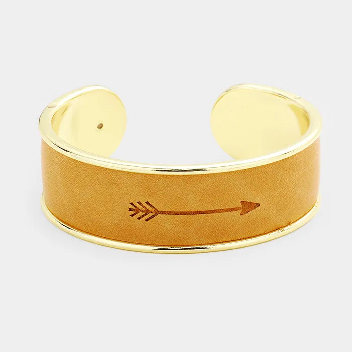 iLLASPARKZ Leather Engraved Arrow Cuff Bracelet