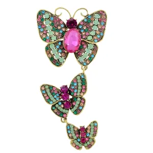 Large Crystal And Rhinestone Butterfly Brooches For Women
