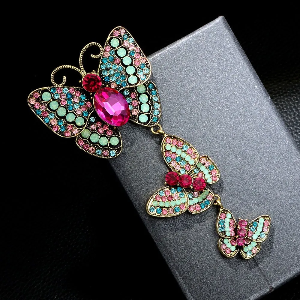 Large Crystal And Rhinestone Butterfly Brooches For Women