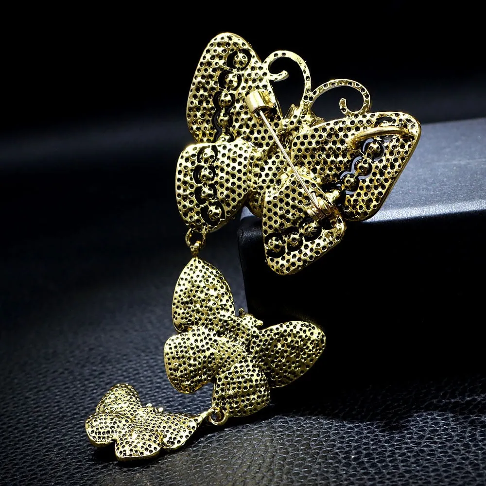 Large Crystal And Rhinestone Butterfly Brooches For Women